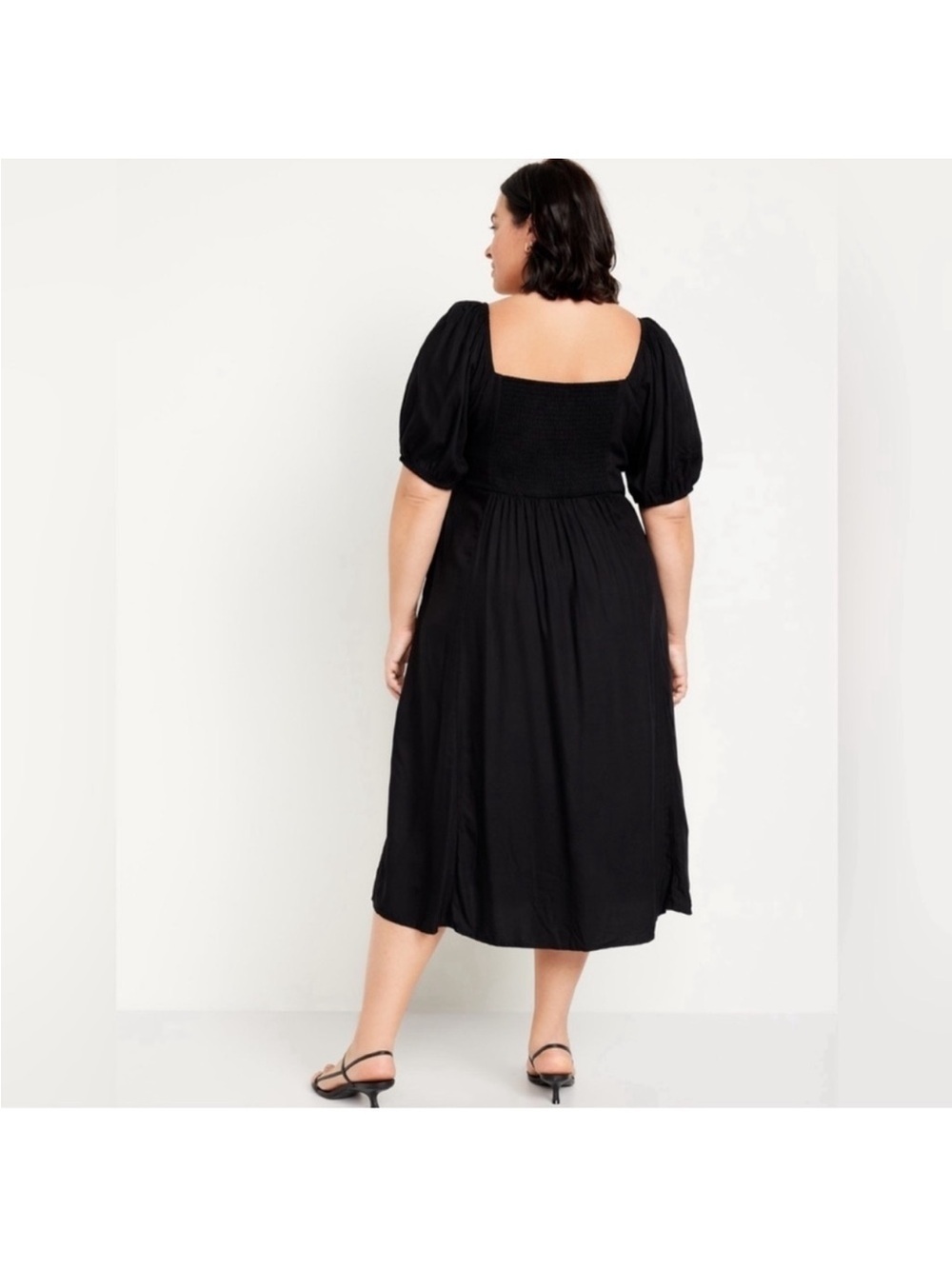 NWT! Old Navy Black Fit & Flare Crepe Midi Dress  425791 🪂 - Picture 4 of 9